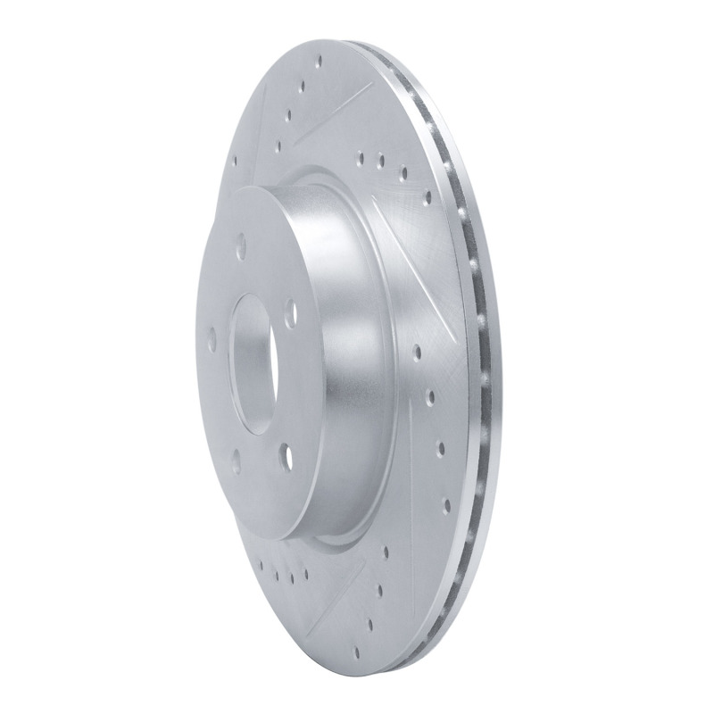 Infiniti QX50 Brake Rotor (1) - Rear Left - R1 Concepts - Drilled & Slotted - Silver - `19-`24
